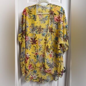 Emory Park Women’s Kimono/Coverup Yellow Floral, Size Medium